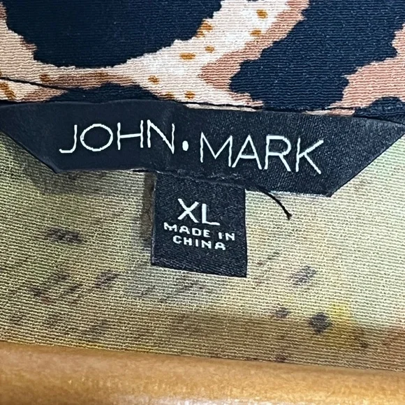 JOHN MARK Women Size XL Tunic Top Embroidered Mixed Print Tassel Artsy Boho - Picture 9 of 11